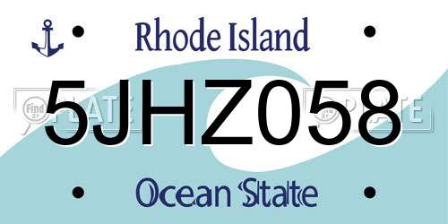 5JHZ058 Rhode Island License Plate