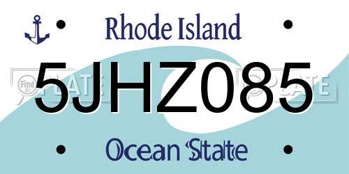 5JHZ085 Rhode Island License Plate