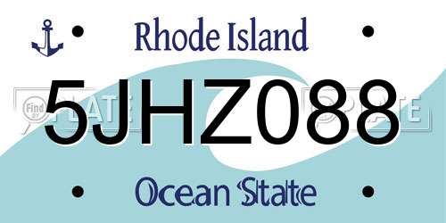 5JHZ088 Rhode Island License Plate