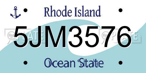 5JM3576 Rhode Island License Plate