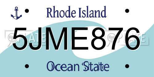 5JME876 Rhode Island License Plate