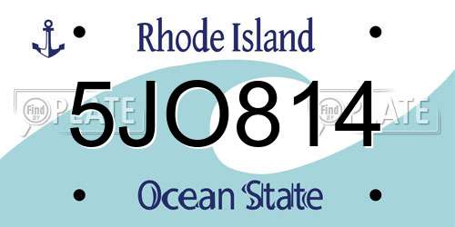 5JO814 Rhode Island License Plate