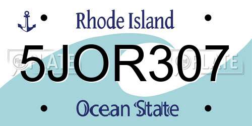 5JOR307 Rhode Island License Plate
