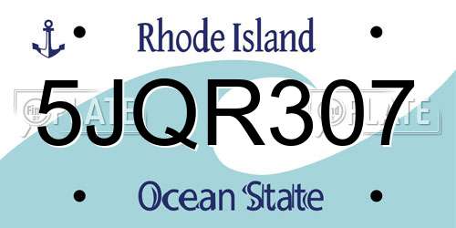 5JQR307 Rhode Island License Plate