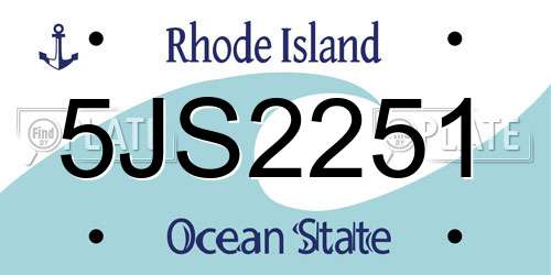 5JS2251 Rhode Island License Plate