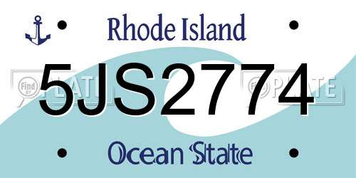 5JS2774 Rhode Island License Plate