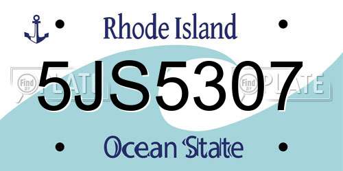 5JS5307 Rhode Island License Plate