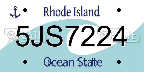 5JS7224 Rhode Island License Plate