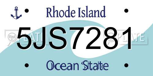 5JS7281 Rhode Island License Plate