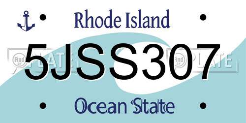 5JSS307 Rhode Island License Plate