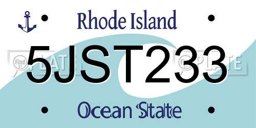 5JST233 Rhode Island License Plate