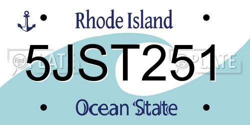 5JST251 Rhode Island License Plate