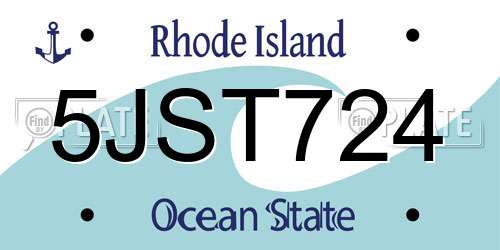 5JST724 Rhode Island License Plate