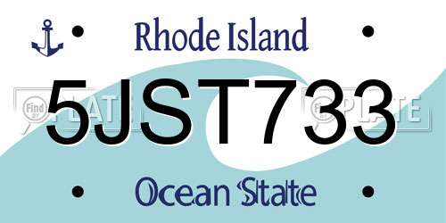 5JST733 Rhode Island License Plate
