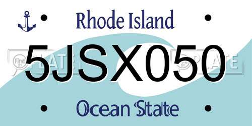 5JSX050 Rhode Island License Plate