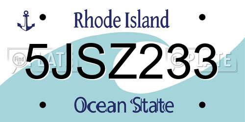 5JSZ233 Rhode Island License Plate
