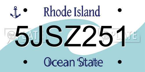 5JSZ251 Rhode Island License Plate