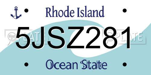 5JSZ281 Rhode Island License Plate