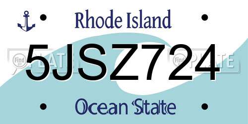 5JSZ724 Rhode Island License Plate
