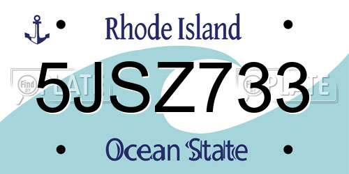 5JSZ733 Rhode Island License Plate