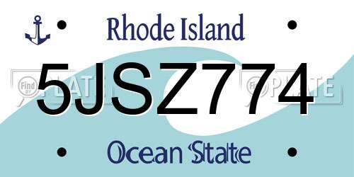 5JSZ774 Rhode Island License Plate