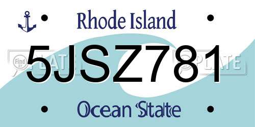 5JSZ781 Rhode Island License Plate