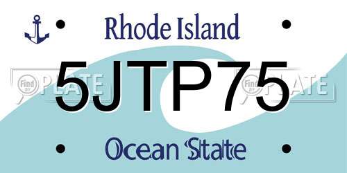 5JTP75 Rhode Island License Plate