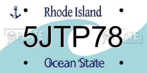 5JTP78 Rhode Island License Plate