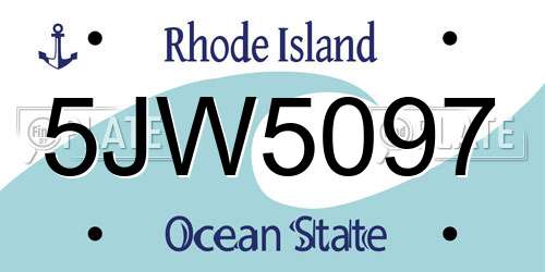 5JW5097 Rhode Island License Plate