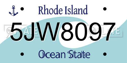 5JW8097 Rhode Island License Plate