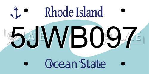 5JWB097 Rhode Island License Plate