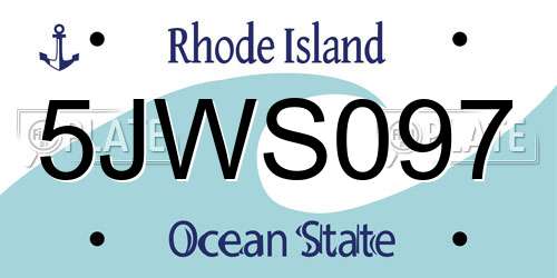 5JWS097 Rhode Island License Plate