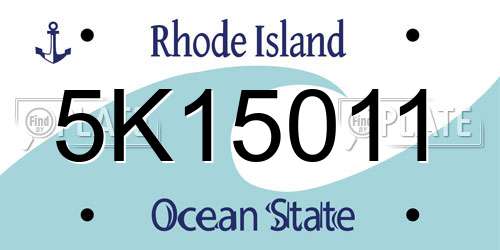5K15011 Rhode Island License Plate