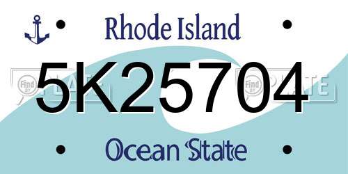 5K25704 Rhode Island License Plate
