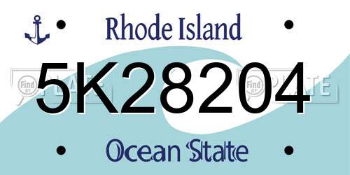 5K28204 Rhode Island License Plate
