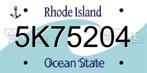 5K75204 Rhode Island License Plate