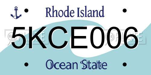 5KCE006 Rhode Island License Plate