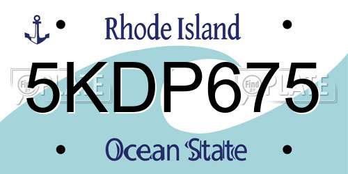 5KDP675 Rhode Island License Plate