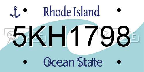 5KH1798 Rhode Island License Plate