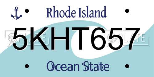 5KHT657 Rhode Island License Plate
