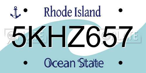 5KHZ657 Rhode Island License Plate