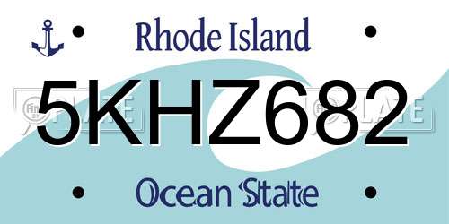 5KHZ682 Rhode Island License Plate