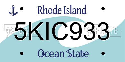 5KIC933 Rhode Island License Plate
