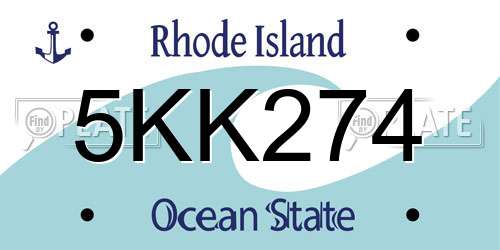 5KK274 Rhode Island License Plate