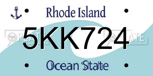 5KK724 Rhode Island License Plate