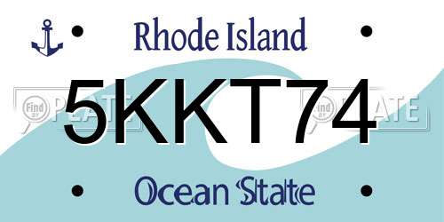 5KKT74 Rhode Island License Plate