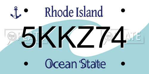 5KKZ74 Rhode Island License Plate