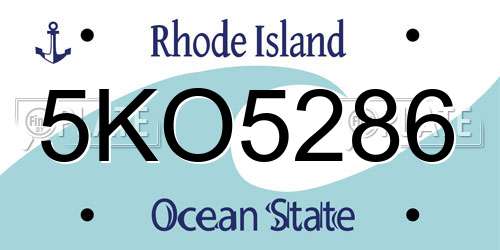 5KO5286 Rhode Island License Plate