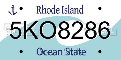 5KO8286 Rhode Island License Plate