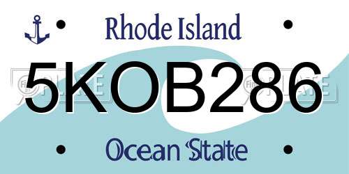 5KOB286 Rhode Island License Plate